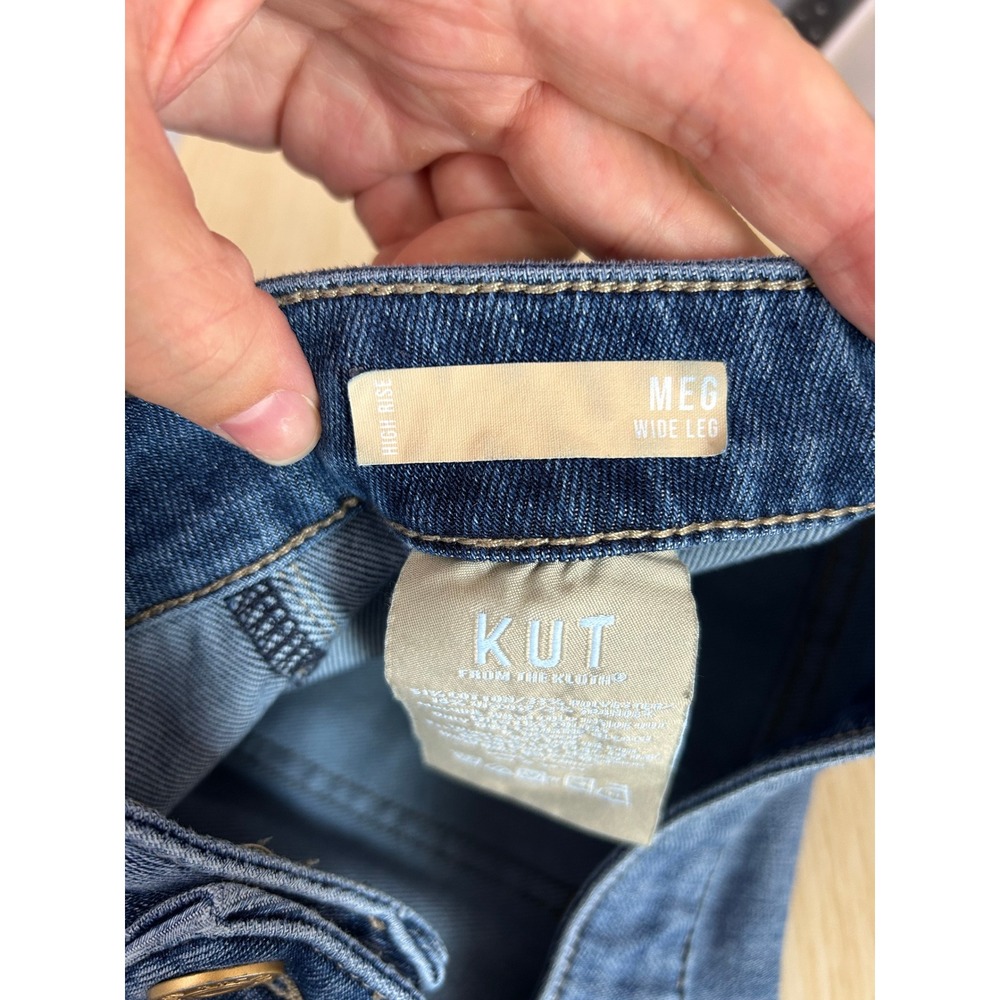 KUT from the Kloth Meg Jeans Wide Leg Size 14P Blue High Rise Stretch Denim blue - Picture 8 of 10